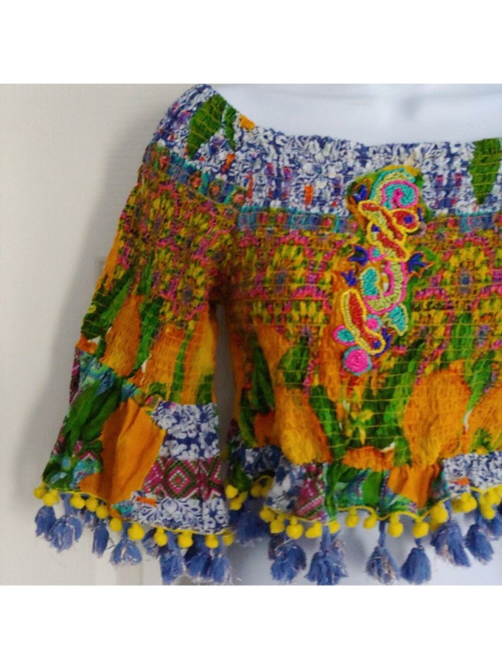 Antica Sartoria Giacomo Cinque Off Shoulder Boho Crop Top Festival Euro Summer - Picture 2 of 10